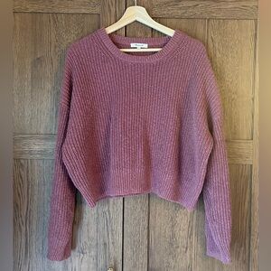 Madewell Textural Knit Cotton Pullover Sweater in Pressed Grape
